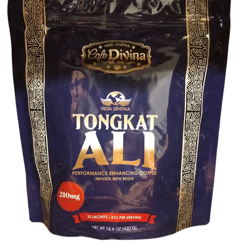 Cafe Divina Tongkat Ali Coffee Infused with Reishi 210mg 20 Sachets 21g Per Serving Instant Beverage