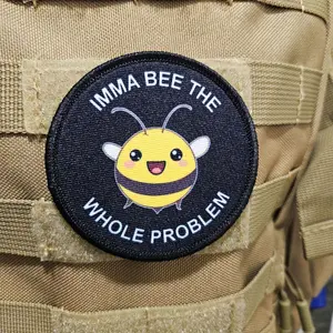 Imma bee the whole problem cute bee meme 3" circle removable morale patch with hook and loop backing