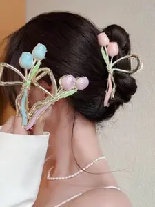 Summer Fresh Tulip Flower Hair Clip, Back Head Twist Shark Clip, Fashion Hair Accessory for Christmas, Halloween, Valentine's Day, Tulip Design, Holiday Gift