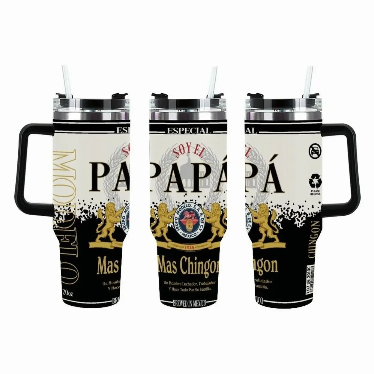 Father's Day Gift Mens Stainless Steel Vacuum Tumbler - 30oz Handheld,40oz Sturdy Insulated Drink Cup with Lid, Mexican Pride Funny Latino Quote Mug, Coffee Travel Cup for Dad, Multiple Styles Single Unit Kitchenware Drinkware