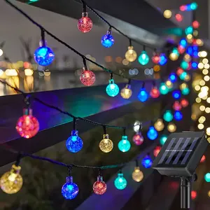 100-LED Solar Mini String Lights Bulb Diameter: 0.67in 8 Lighting Modes LED Spherical Bulbs Waterproof Halloween String Lights Ideal for Gardens, Lawns, Gazebos, Porches, Patios, Weddings, Parties, and Holiday Decorations