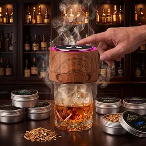 VASAIKO Rechargeable Electric Whiskey Smoker Kit - Built-in Lighter, No Butane Needed, 6 Wood Chips - Bar & Wine Utensil for Bourbon Drinks, Gift for Men
