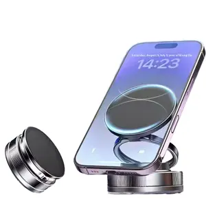 Vacuum Magnetic Phone Holder for Car,2800gf Strong Magnetic Phone Mount,360° Adjustable & Reinforced Suction Cup for Dashboard/Mirror,Car Phone Holder Compatible with iPhone Androi（Matte Black）