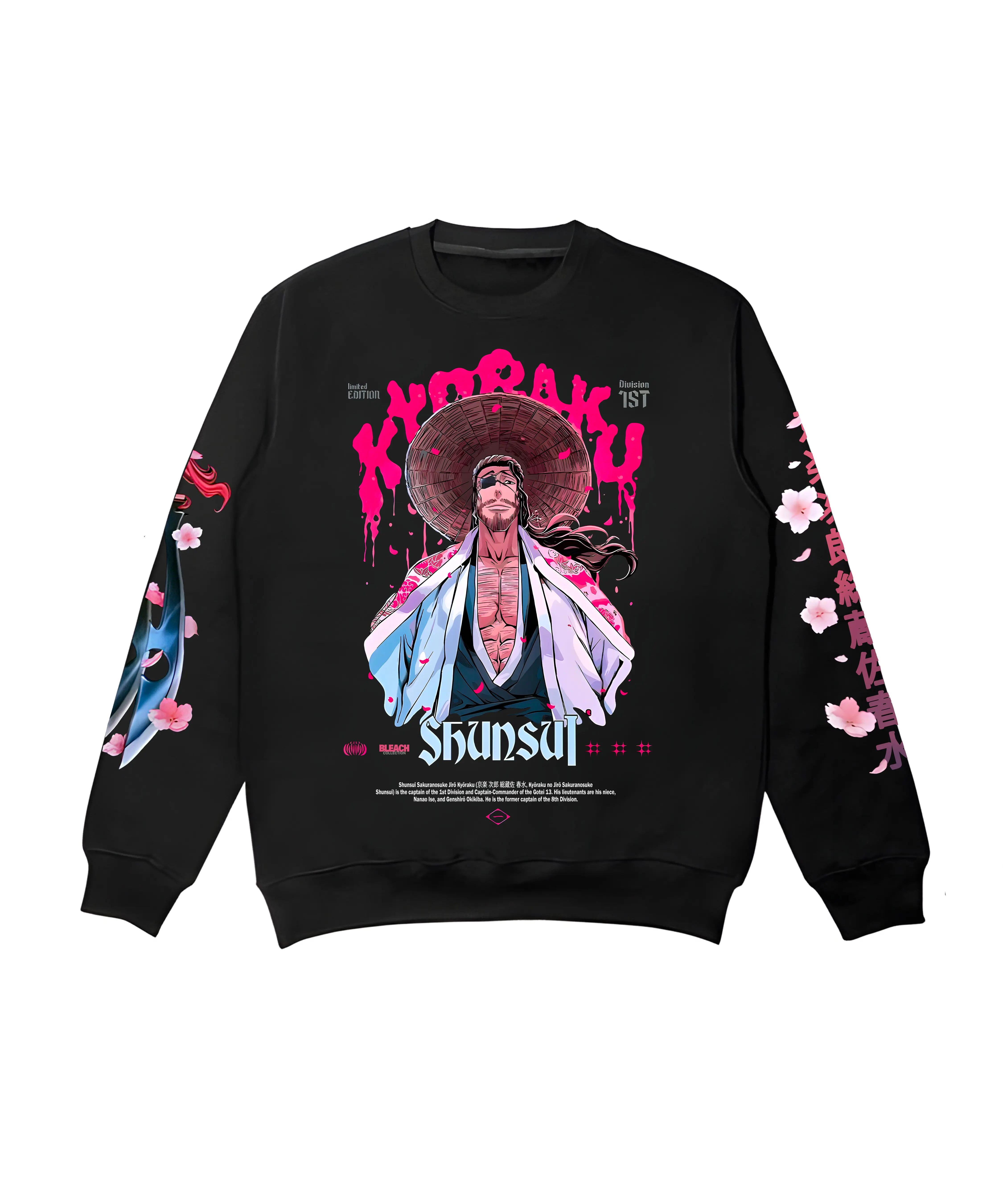 Shunsui Kyorakuu Character Shirt, Bleachh Bankai Tee, Anime Color Sweatshirt, Unisex 2024 Hoodie Cotton Fabric