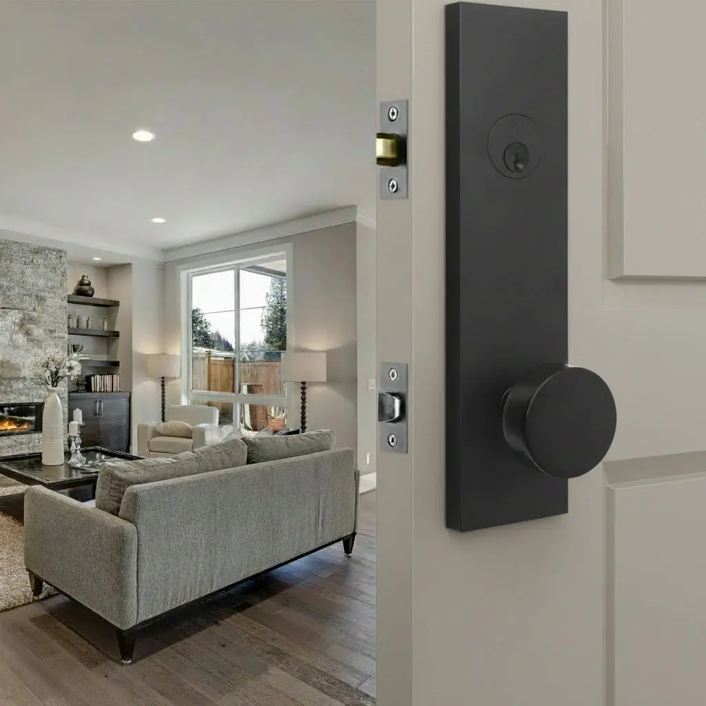 Addy Handleset with Mesa Knob - Deadbolt Keyed One Side