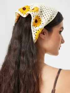 Elegant Floral Headscarf Knit Triangle Scarf, Breathable Vintage Country Style Hairband, Perfect for Holidays and Outdoor Fashion Accessories, Breathable Headband