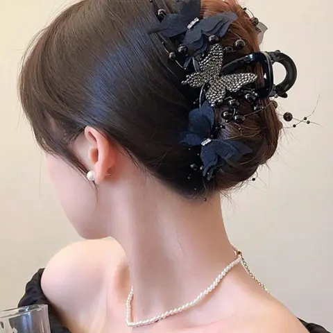 Butterfly Decor Hair Claw, Elegant Fashion Hair Accessories for Women & Girls, Minimalist Headwear Suitable for Thick Hair, Butterfly Clips