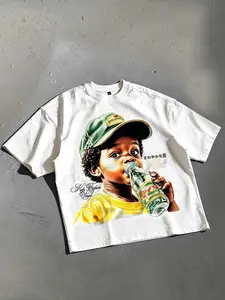 California American Retro Vintage printed cotton short sleeved T-shirt for both men and women, Menswear, beverage printed short sleeved shirt for men, loose Casual T-shirt, Euro-American Streetwear fashion brand shirt, 2026 summer clothing short sleeved