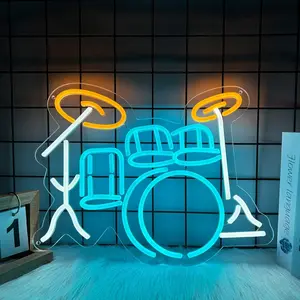 【Drum set Neon Sign】for Wall Decor, Drum Set LED Sign, for Rock Music Bars and Homes Bedroom and Living Room Lighting Sign, Live House Performance Drum Sign