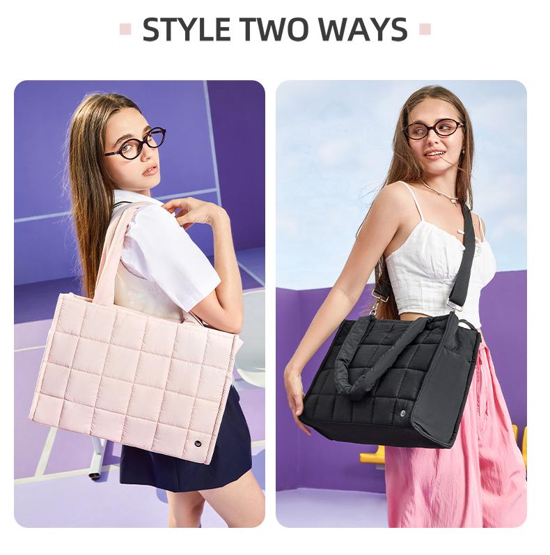 [Valentine's Day Gift]WESTBRONCO Large Puffer tote bag 11"Laptop Bags Shoulder Women Crossbody Storage Fashion Bag winter trendy Waterproof Work Travel Trendy Commuter Purse gift for Her TikTokShopJumpstartSale