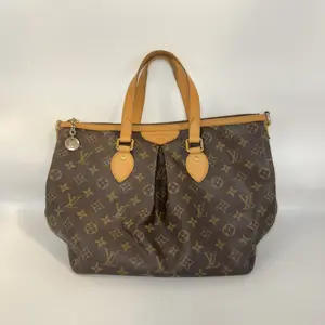 Pre-owned Louis Vuitton Vachetta leather Shoulder Bags LV Palermo PM Tote Bag Brown Monogram Canvas with Tan Leather Accents and Gold Hardware