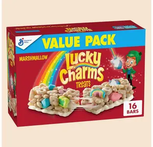 General Mills Lucky Charms Breakfast Cereal Treat Bars Snack Bars Value Pack 16 ct Portable On-the-Go Breakfast Snack Individually Wrapped Family Favorite
