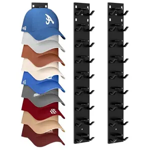 Baseball Cap Storage Rack, Adhesive Wall-Mounted Hat Holder, Hat Organizer Shelf, Space-Saving Baseball Cap Display Stand, Storage Hooks