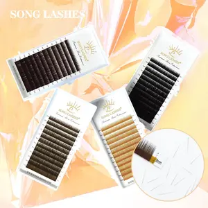 High Quality Straight Curvate Eyebrow Extensions False Eyebrow 12 lines Brown Color Eyebrow Extension