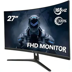 CRUA 27" Curved Gaming Monitor, FHD 1920x1080P, 144Hz/165Hz Computer Monitor, 1800R VA Screen, 120% sRGB, AMD FreeSync, HDMI & DP, Wall Mount Install- Black