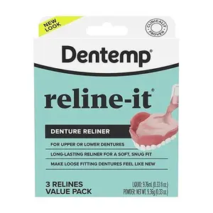 Dentemp Denture Reline Kit Value Pack - Advanced Formula Reline It Denture Reliner - Denture Kit to Refit and Tighten Dentures for Both Upper & Lower Denture