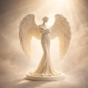 Guardian Angel Statue – Serene Wings, Minimalist White Sculpture, Memorial Accent
