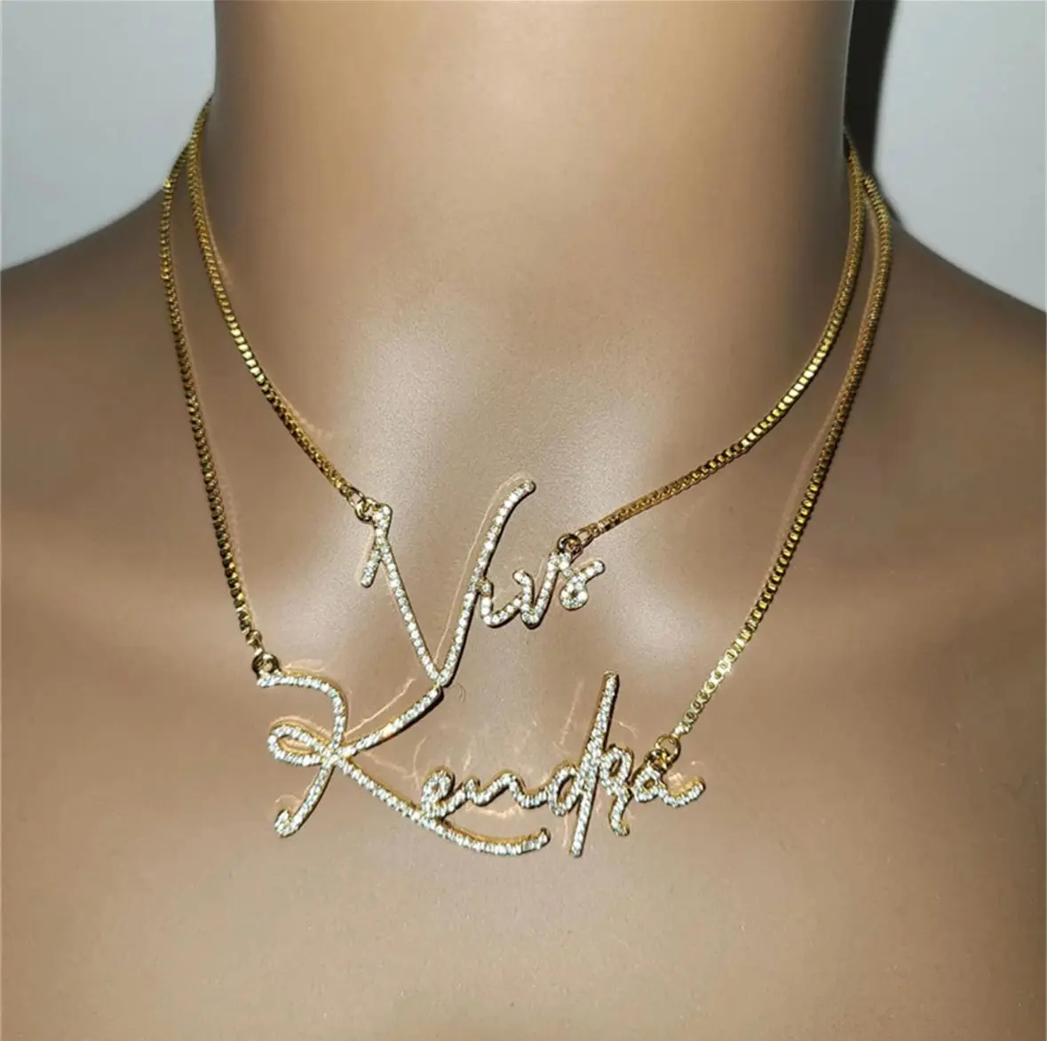 Custom Shiny Scripted Name Necklace, Fashion Costume Jewelry Accessory