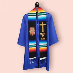 Virgen de Guadalupe/Cross Class of 2026 Mexican Sarape Graduation Stole Mexican stole