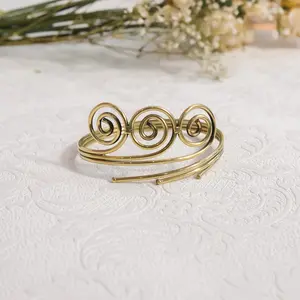 Gold Goddess Arm Cuff Bracelet, Handmade Spiral Upper Arm Cuff, Boho Festival Jewelry, Adjustable  Armband