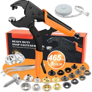 Heavy Duty Canvas Snap Kit, Snap Fastener Tool, 465 count Boat Cover Snap Button Kit, 5 Colors of Boat Cover Snaps, 15mm Canvas Snaps Marine Stainless for Repairing Boat Covers, Fabric, Tarps, Canvas