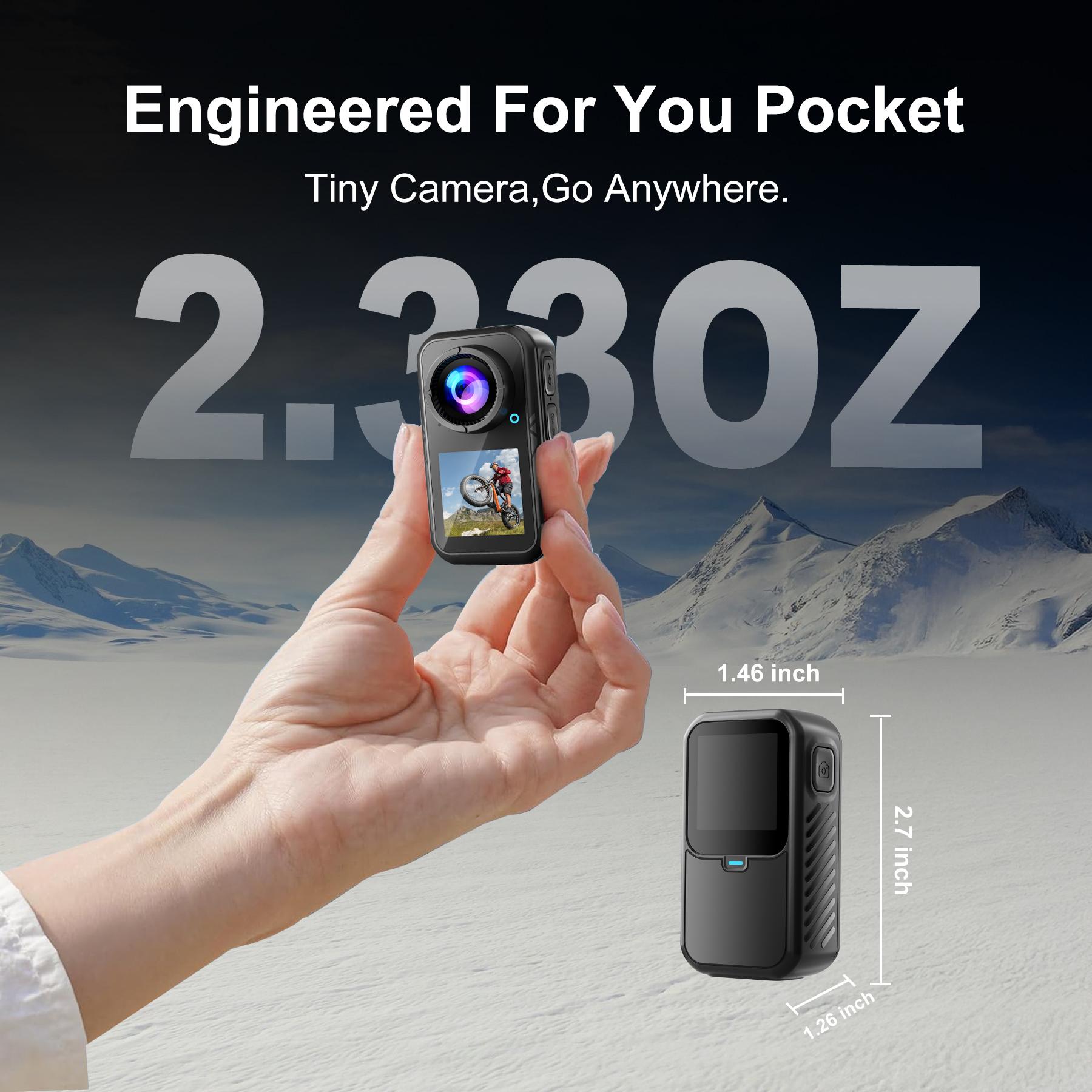 RyStar 4K 60FPS Action Camera 30MP Dual Screens (Front LCD + Rear Touch) 128GB Waterproof Underwater Cam 5X Zoom Remote Control Wearable Body Cam