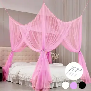 Elegant Four-Pillar Mosquito Net Bed Curtain, Comfortable Draped Mesh, Home Decor Screen Tent, Suitable for Twin/queen/king Beds, Indoor/outdoor Use, Mosquito Netting Curtains