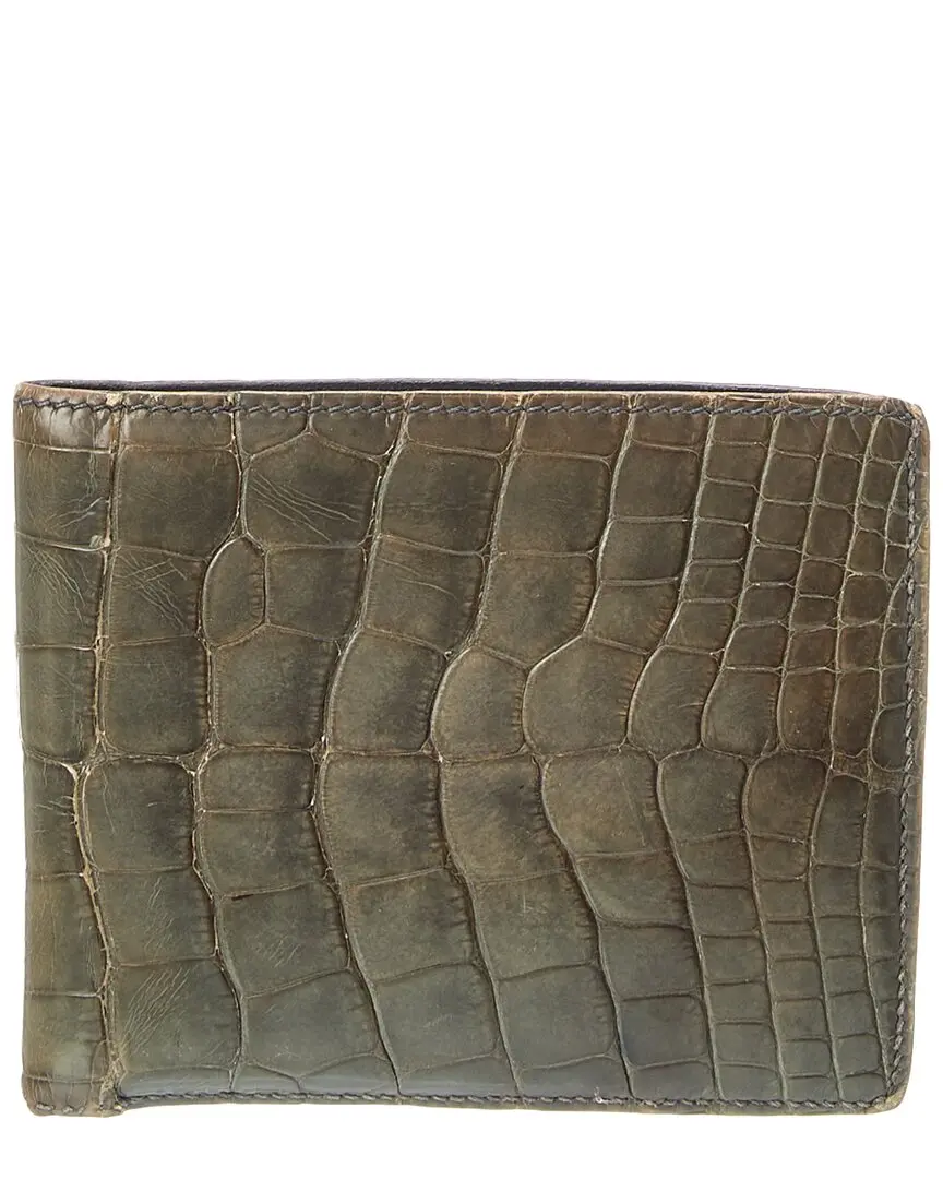 Hermès Green Shiny Alligator MC2 Copernic Compact Wallet (Authentic Pre-Loved)