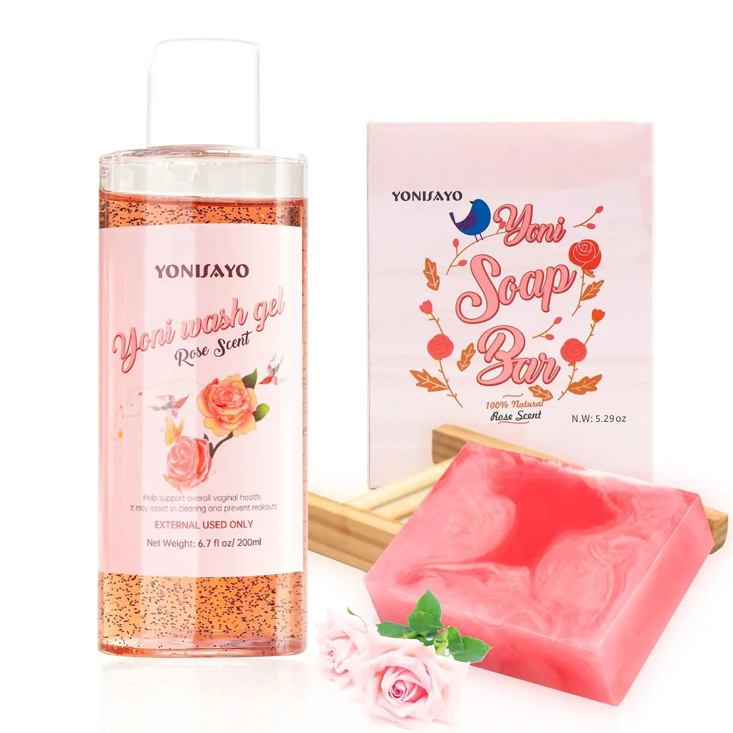 Yoni Wash Yoni Bar Soap Set, Natural Feminine Wash for Women pH Balance, Organic Yoni Soap Bar Body Wash Bath Soap, Rose Scent