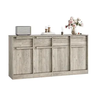 Garvee Sideboard Buffet Cabinet in 31.5" and 62.4" Sizes with Multiple Color Options Including Grey, Oak, and Black - Modern Design with Doors and Drawers for Versatile Storage in Kitchen, Dining, and Living Rooms