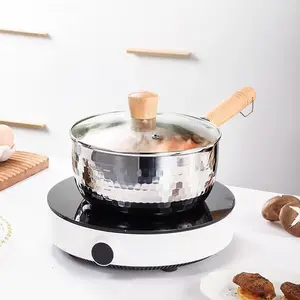 1 Piece Set Healthy Non-Coated Yukihira Pan, Stainless Steel Pot with Hammered Texture, Dual Pour Spouts for Drip-Free Pouring, Ideal for Soups and Noodles