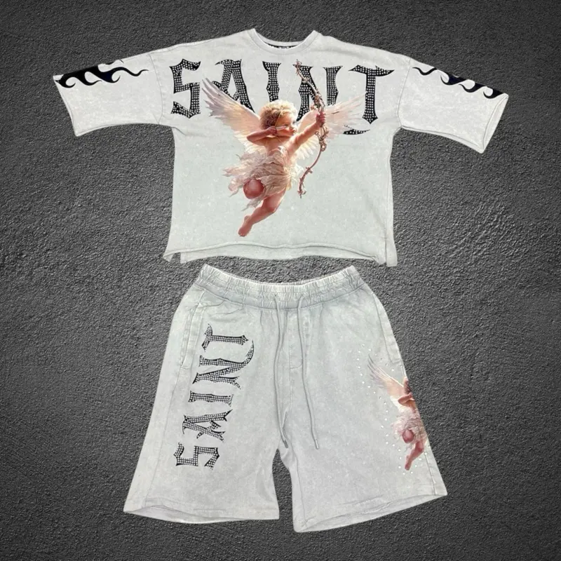 Saint Stone Oversized Acid Wash Streetwear Set