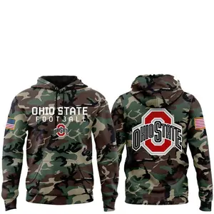 Football Inspired Camo Salute Hoodie, Trendy 3D Unisex Pullover, Ohio State