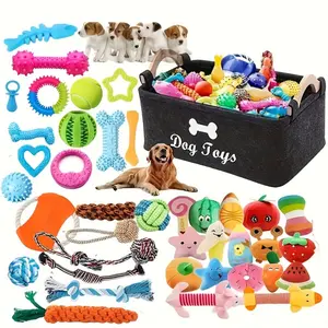 Pawsome Pals 6/12pcs Interactive Dog Toy Set - Durable Cartoon Pattern Fabric Chew Toys for All Breed Sizes - Teeth Cleaning & Training Play Set with Knot Toys, Squeakers & Balls