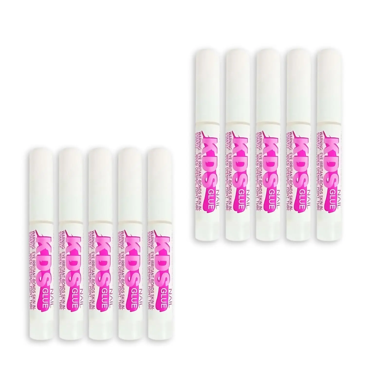 KDS 10-Piece Nail Glue Set, Professional Adhesive Nail Art Tool for Fake Tip Extensions, Ten Pieces