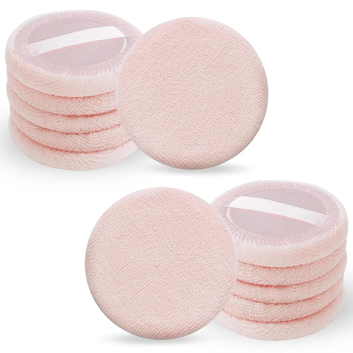 Cotton Cosmetic Puffs 12 Pcs Round Powder Puffs 2.3'' Velour Face Makeup Compact Makeup Sponge Cushion Loose Powder Puff for Makeup Setting