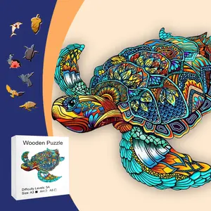Viral Mandala Turtle Irregular Wooden Puzzle | 5A High Difficulty A3/A4/A5 Sizes, Irregular Pieces, Adult Stress Relief, Home Decor & Family Gift