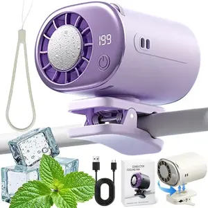 Car Clip on Air Conditioner Fan with Led Display,Portable Mini Cooling System Fans for Car,360°Rotation & 3-Speeds Bladeless Clip on Fan,USB Rechargeable Personal Fan for Cars,Work,Camping
