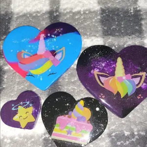 5 Heart Shaped Unicorn Epoxy Magnets