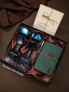 Men's Fashion Gift Set, Includes Sunglasses, Perfume Bottles, Pen & Notebook, Business Casual Style, Perfect for Daily Use or Holidays, Man's Gift Set, Gift Box