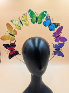 Rainbow Butterfly Halo Crown, Pride Festival Headpiece, Handmade