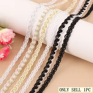 New 5meters/196.85in Lace Trim Ribbon, DIY Sleepwear Curtain Decor, Clothing Accessories, Wavy Edge Trim Band, Fashion Craft Supplies