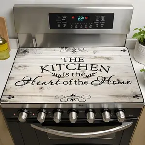 Wood Grain Stove Top Cover, Non-Slip Mat, Fits Electric Stoves & Induction Cooktops, Kitchen Counter Space Saver, Home Kitchen Decor, Kitchen Decorative Placemat