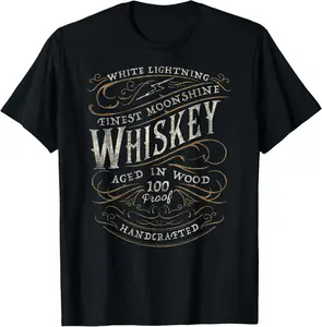 100% Cotton White Lightning Whiskey Finest Moonshine Vintage T-Shirt