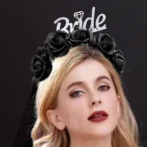 LaVenty 2 PCS Goth Bride to Be Sash Gothic Bride To Be Headband Bride or Die Bachelorette