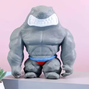 Squishy Shark Toy – Big Stretchy Stress Relief for Kids & Adults, 9" Giant Shark Stress Ball Filled with Quartz Sand, Soft Squeeze Fidget Like Monkey & Gorilla Stretch, Office & Home Gift