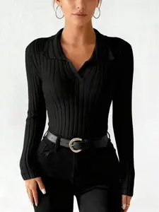 1 Pcs New Fall Winter Plain Slim Fit V-Neck Long Sleeve Fleece T-Shirt Fashion Casual Women's Top Comfortable and Stylish