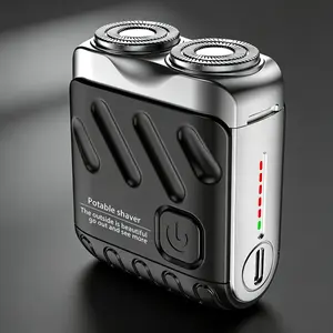 Mini Electric Razor, Portable Travel Beard Trimmer, Waterproof Men's Shaver, Fast Charging, Long Battery Life, Dual Magnetic Blades