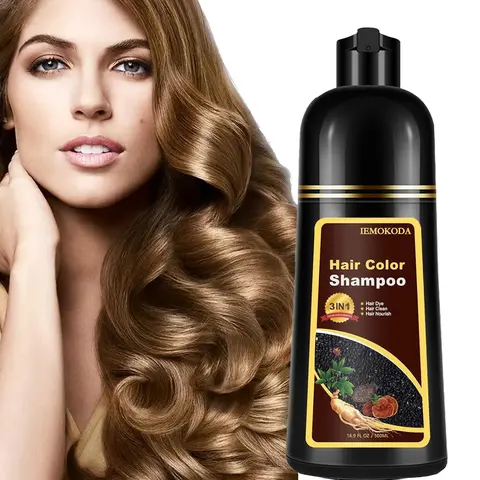 3 In 1 Light Brown Hair Dye Shampoo - Natural Colorant Dye, No Bleach Gray Hair Coverage Solution, Quick Dyeing Non-Salon Plant-Based Haircare for Adults