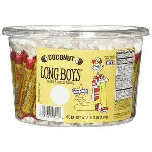 Atkinson's Coconut Long Boys Tub 130 ct.- Chewy and Soft Caramel Candy Individually Wrapped - Tub 130 ct. Snack Sugar Corn Sweet